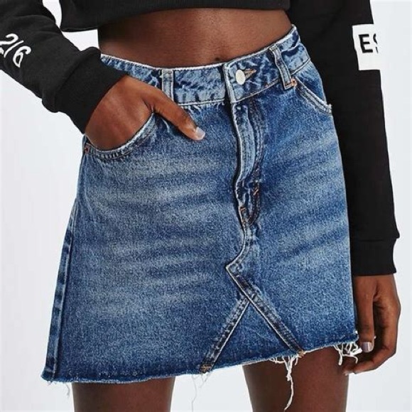 TopShop Moto Denim Mini Skirt 4 - Picture 1 of 5